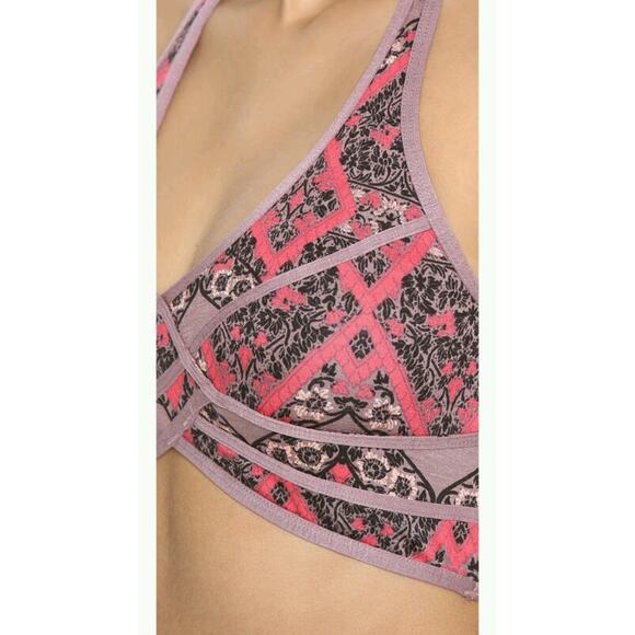 New $48 Free People Intimately Printed Halter Neck Bra TAUPE Size Medium - Picture 2 of 4